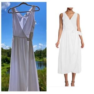 Vince White Midi Wrap Dress